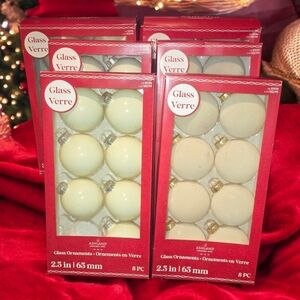 Ashland Cream Glass Ornaments Set